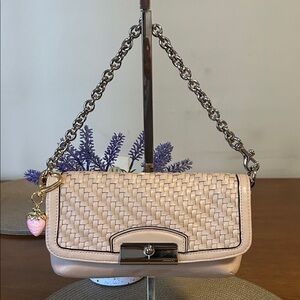 Coach Vintage Tan Leather Small Shoulder Bag with Chain Strap